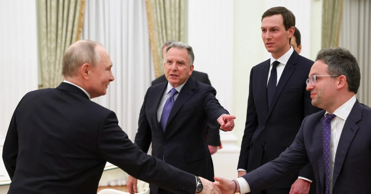 Володимир Путін, Стів Віткофф, Джаред Кушнер та Джош Грюнбаум на зустрічі у Москві 22 січня