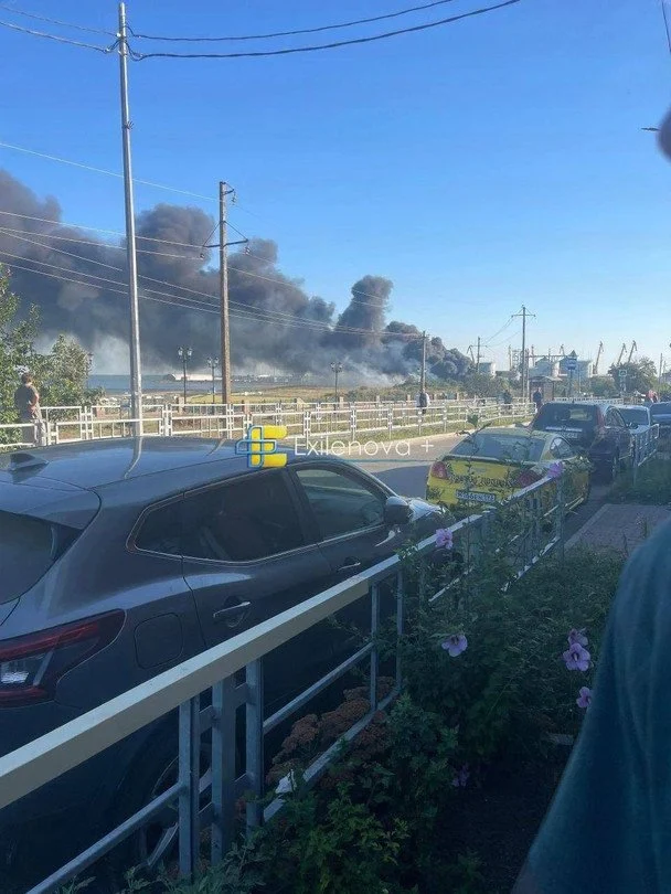 Порт у російському Єйську після повідомлень про атаку БПЛА. Фото: Exilenova+ / © Exilenova+